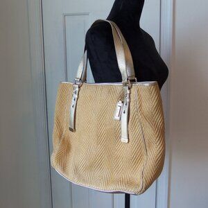 Cole Haan Straw and Gold Kendra Large Tote